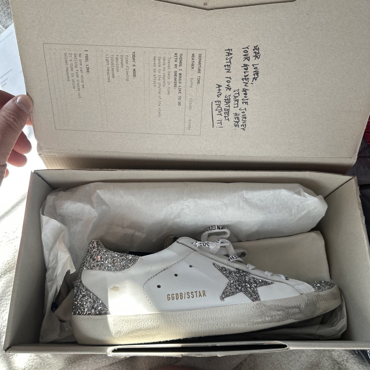 Size 10 - Golden Goose Superstar White Ice Silver W for sale