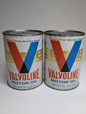 x3 LOT Vtg Valvoline Motor Oil Quart Cans 10W 20W 40W Empty Cardboard Auto F7