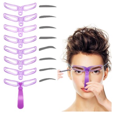  8 Augenbrauenschablonen Shaper Pflegeset Brow MakeUp Schablone Werkzeug wiederverwendbar 