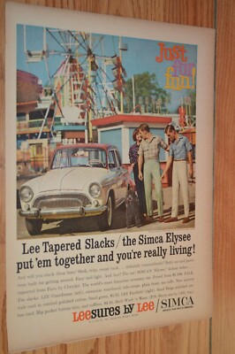 1960 SIMCA ELYSEE / LEE JEANS / NEW JERSEY ORIGINAL ADVERTISEMENT AD PRINT 60