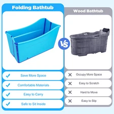 For Adult Kid Portable Folding Bathtub Spa Sauna Bath Rectangle Bucket Water Tub