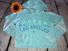 Guess Los Angeles Distressed Reflective Crop Sweatshirt NWOT Sz. Small