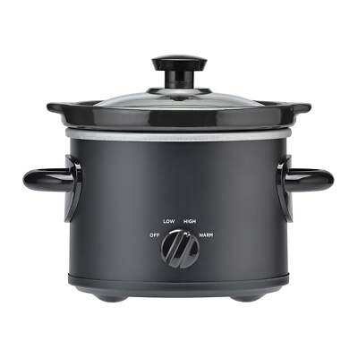 Removeable Stoneware Pot, 2 QT Slow Cooker, Matte Black Finish