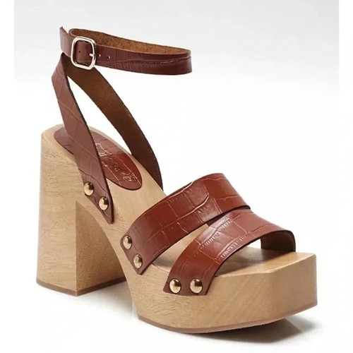 New Free People Mallory Clogs Wood Heel Sandal in Luggage Brown US 11 / EU 41 - Picture 12 of 15