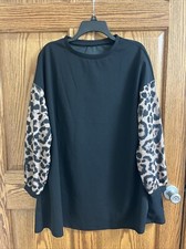 Shein Dress Size M Fits Like Large Black Leopard Print Sleeves Oversized Relaxed