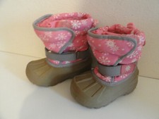 GIRL'S PINK/GRAY FLEECE LINED SNOW BOOTS BY THERMOLITE-SIZE 7