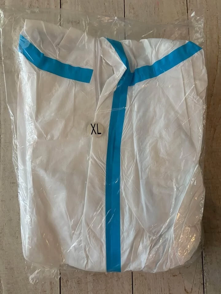 10pk Disposable Protective Coverall Suit with Hood, Liquid Resistant - White image 5