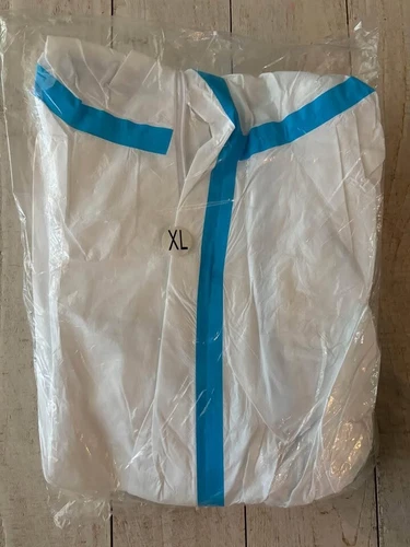 10pk Disposable Protective Coverall Suit with Hood, Liquid Resistant - White image 5
