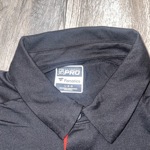 NWT Men's Large Fanatics Calgary Flames Black Vented Polo Shirt - Picture 4 of 9