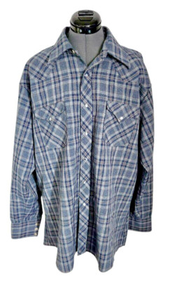 H Bar C Ranch Wear Long Tail Pearl Snap Down Shirt Size 17 1/2 - 35
