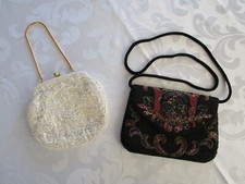 Vintage Beaded Handbag Purse LOT OF 2, Prom Wedding British Hong Kong VERNON EUC