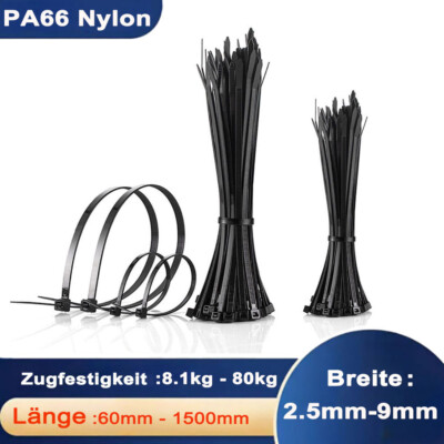 Kabelbinder 250 Mm X 4,8 Mm – 400 Stück, Nylon, Schwarz, UV-beständig