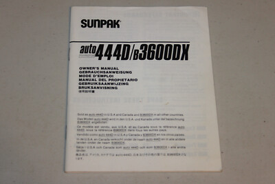 Sunpak Auto Thyristor Auto 444D, B3600DX Flash Owner's Manual, Instructions