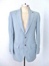 Vtg 70s JCPenney Sky Blue Polyester Disco Pimp Blazer Fleur-de-lis Buttons 38L
