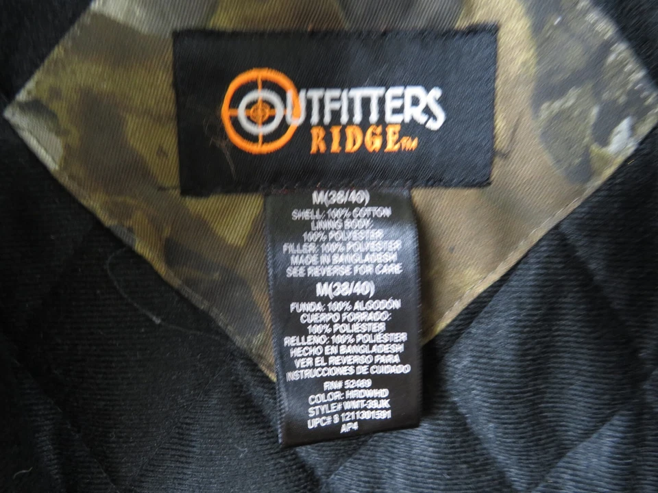 Outfitters Ridge Zip Coat Jacket Camo Hunting Work Med 38-40 insulated - Image 4 of 4