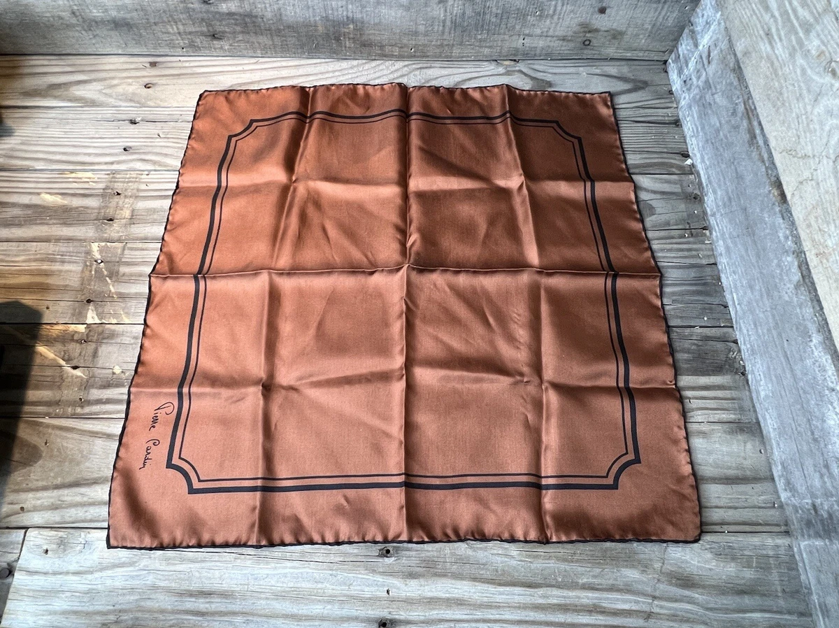 Vintage PIERRE CARDIN Paris Made in Italy 100% Silk Handkerchief Brown 🤎
