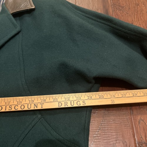 Vintage: Jofeld Damen 80% Wollmischung Mid Trenchcoat grün/Lederkragen, Größe ? - Bild 8 von 11