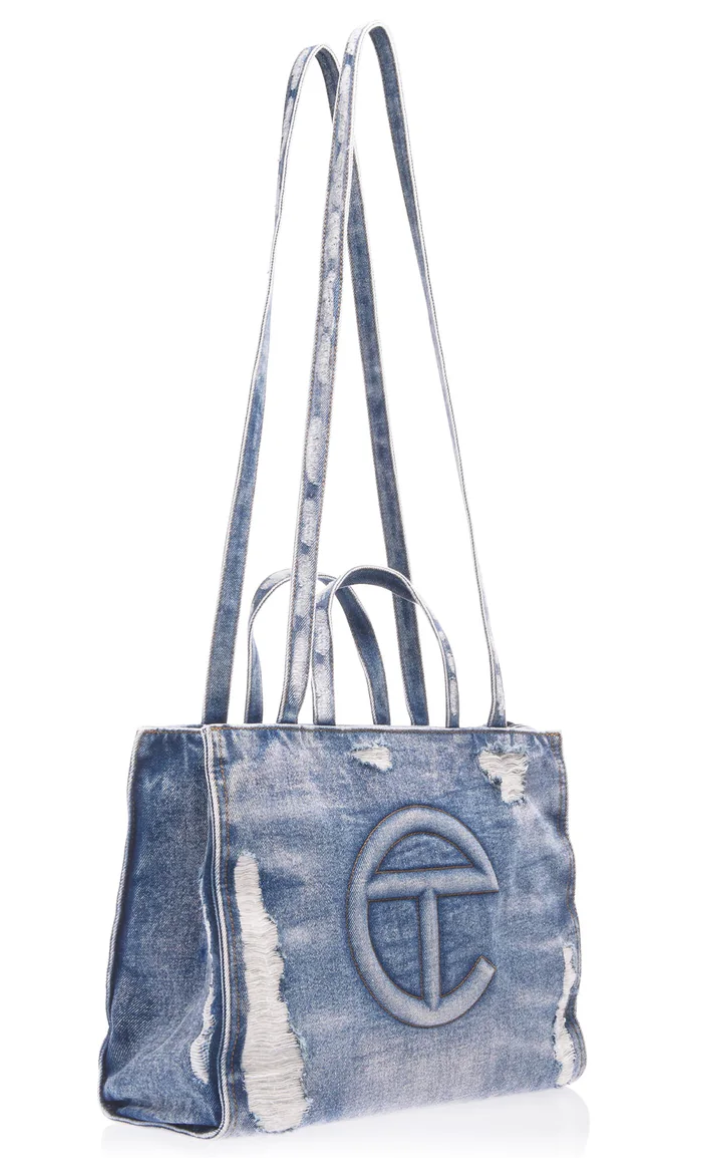 Telfar Medium Denim Shopper - Distressed Blue | eBay