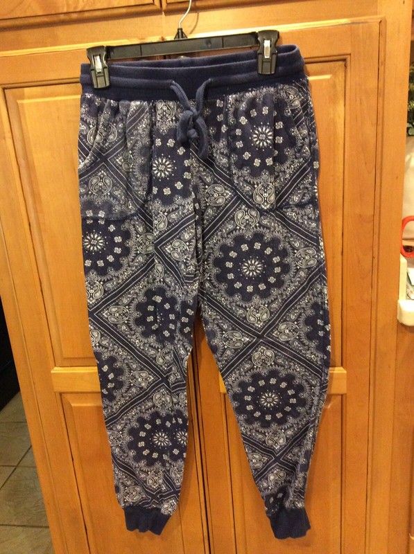 Rue 21 Blue Paisley Sweat Lounge Bottoms Joggers Size Small With Pockets
