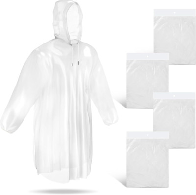 Guirnd 4 Pack Disposable Ponchos, Clear Rain Ponchos for Adults, Vinyl Ponchos 