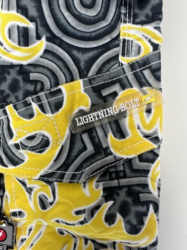 RARE Y2K Lightning Bolt Loud Grey Board Shorts Mens Size XL Vintage Surfwear NWT - Picture 9 of 9