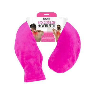 BAUER Neck and Shoulder Warmer Stress Pain Reliever Hot Water Bottle Warm Cover Pink