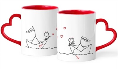 Personalisiertes Partner-Tassen-Set 'Love Forever' – Mit Foto & Namen, 2 Keramiktassen, 300 Ml
