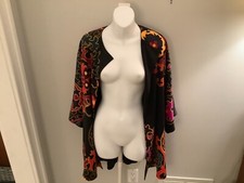 VTG Josie Natori Multi Pattern Kimono Waist Robe, Women's Size Small NWT