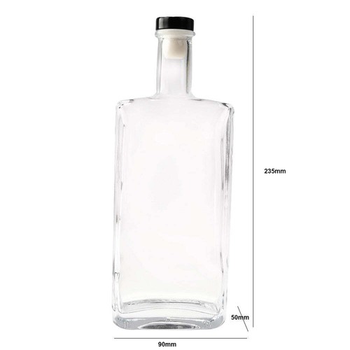 12 x 500ml Square Glass Spirit Vodka Whiskey  Gin Bottles with Black Corks - Foto 2 di 9