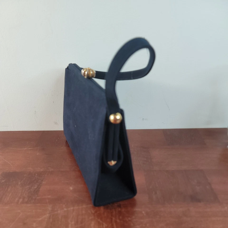 Monedero vintage Coblentz negro gamuza cuero espejo turquesa y monedero satinado  Foto 3 de 4