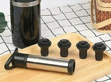 Wine Vacuum Saver Pump Preserver with 4 Reusable Valve Air Bottle Stoppers