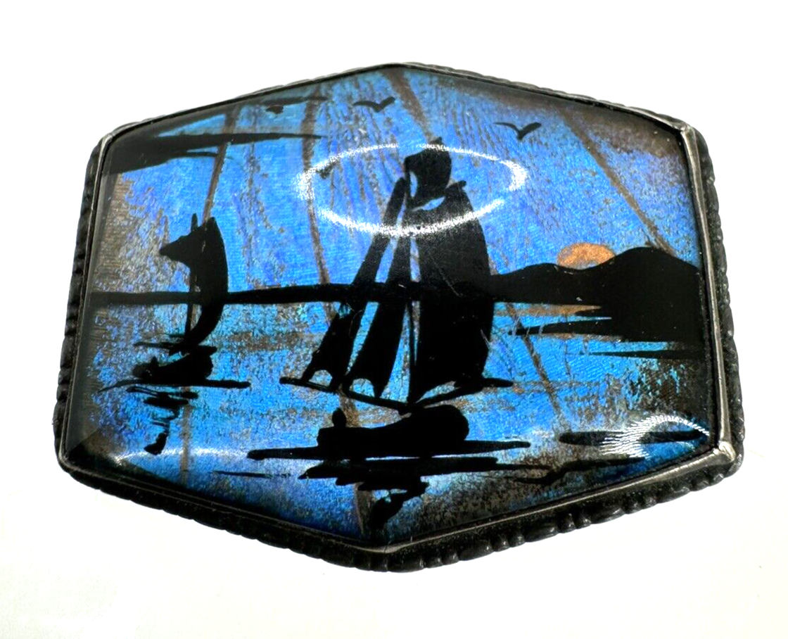 Thomas L Mott TLM Sterling Made in England Butterfly Wing Sailboat Brooch