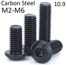 Image of M2 M3 M4 M5 M6 BLACK STEEL 10.9 Button Head Hex Hexagon Allen Socket Bolt Screws
