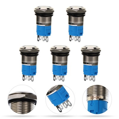 5PCS Momentary Schalter 12V Wasserdicht Rostfreie LED Selbst-Lock Schalter