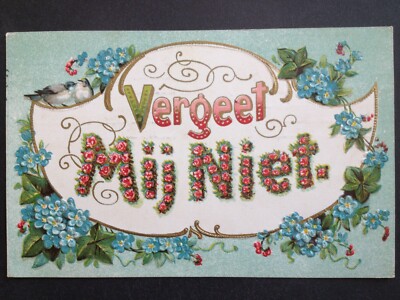 Stunning ANTIQUE POSTCARD Fancy Embossed POSTCARD Don't Forget Me