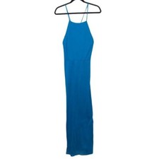 Ann Taylor Loft Beach Blue Tie Back Maxi Dress Medium