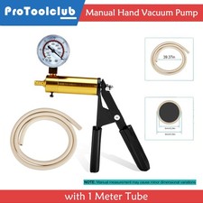 Hand Vacuum Pump With Gauge 1 Meter39 Inch Tube And Black Rubber Grip Metal New