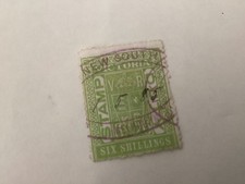 Victoria, 1879-1900 ,6/- Stamp duty Green used seven seas PF20