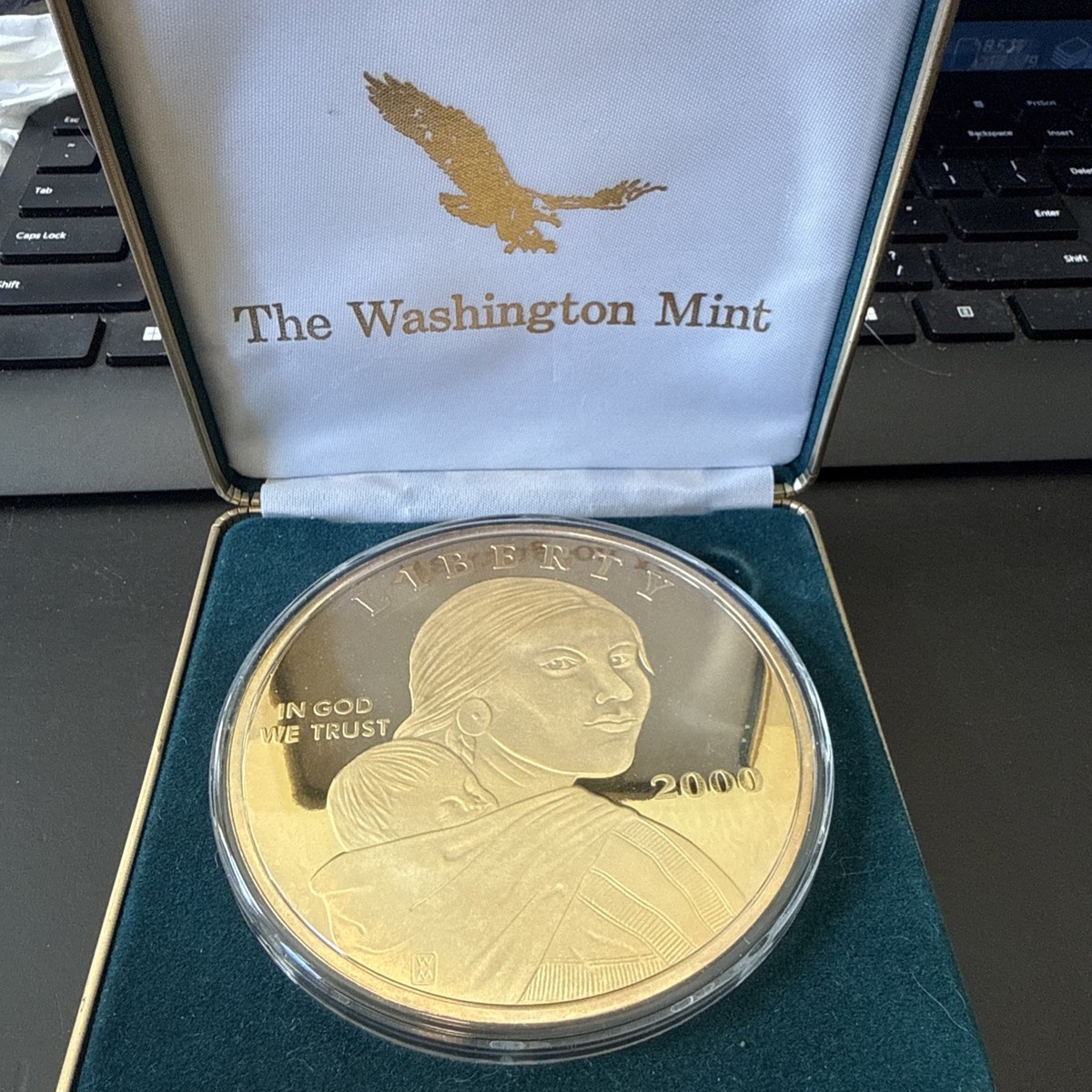 2000 Sacagawea 4 Troy Oz .999 Fine Silver Round - 24K Gold Plated