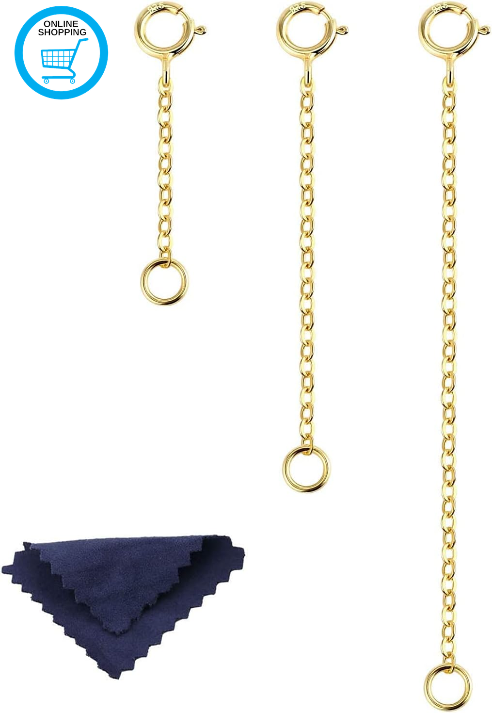 Necklace Extender, 925 Sterling Silver Necklace Extender, 14K Gold Plated Neckla