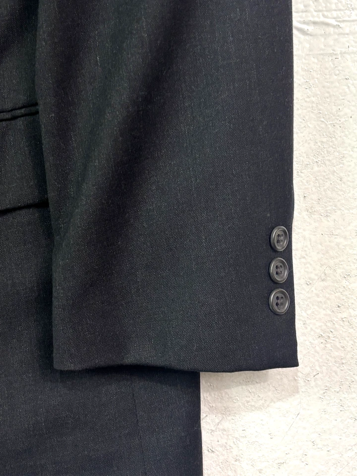 vtg 90s Joseph & Feiss 44R 36x32 2pc Pant Suit Charcoal Double Breasted Wool - Image 3 of 4