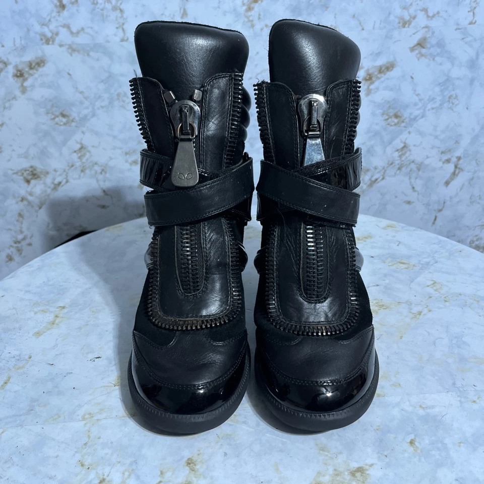 Туфли женские Monika Chiang 40,5 размер 10 М черные на молнии со скрытыми ремешками на танкетке - Изображение 3 из 4