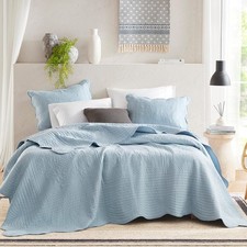 Queen Quilt Set Damask Coverlet Set for Queen Size Bed, Cottage Oversized Quilt