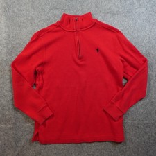 Polo Ralph Lauren Boys Kids Large Red 1/4 Zip Pullover Sweater Knit