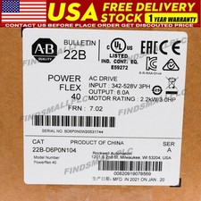 22B-D6P0N104 Allen-Bradley PowerFlex 40 2.2KW/3.0HP AC Drive US Free Tax