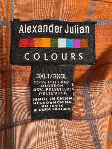 Alexander Julian Colours Mens Shirt 3XL Long Sleeve Plaid Cotton Blend - Picture 2 of 10