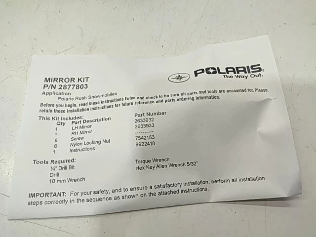 Hood Mounted Mirrors-Rush - 2000 POLARIS NOS - Image 4 of 4