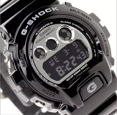 NEW GSHOCK DW6900NB-1 SILVER MIRROR GLOSS BLACK WATCH