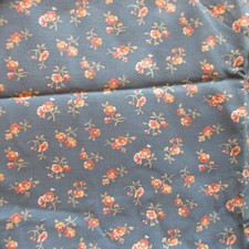 Cotton Fabric Country Floral Pink Roses On Blue 1yd x 44 craft quilt