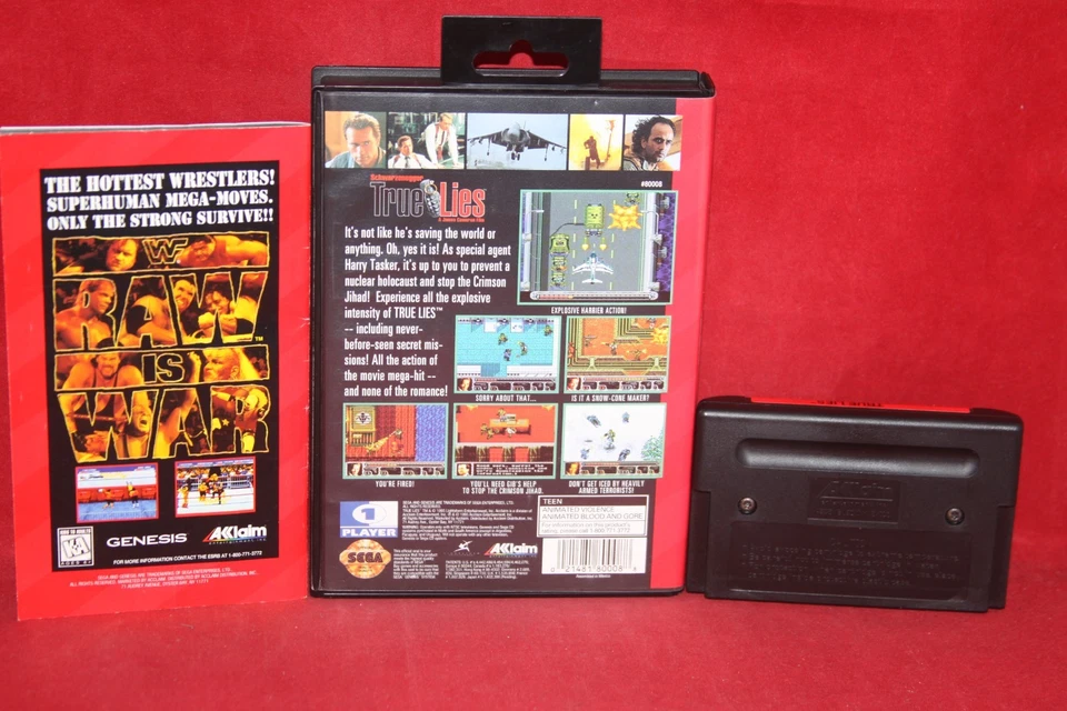 True Lies (Sega Genesis, 1995) Authentic Game Cartridge, CIB Complete - Image 2 of 4